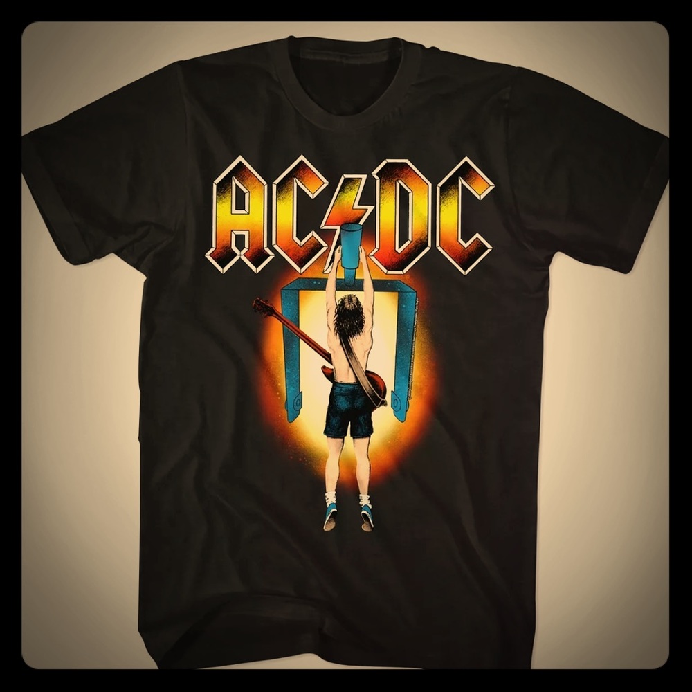 AC/DC Vintage Malcom Angus Young Black T Shirt